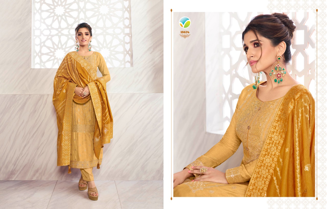 vinay fashion kaseesh zardosi 2 dola jaquard decent embroidary look salwar suit catalog