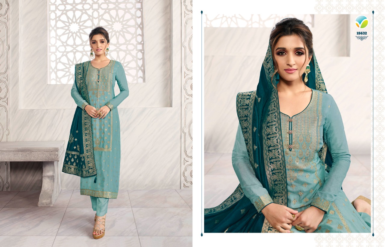 vinay fashion kaseesh zardosi 2 dola jaquard decent embroidary look salwar suit catalog