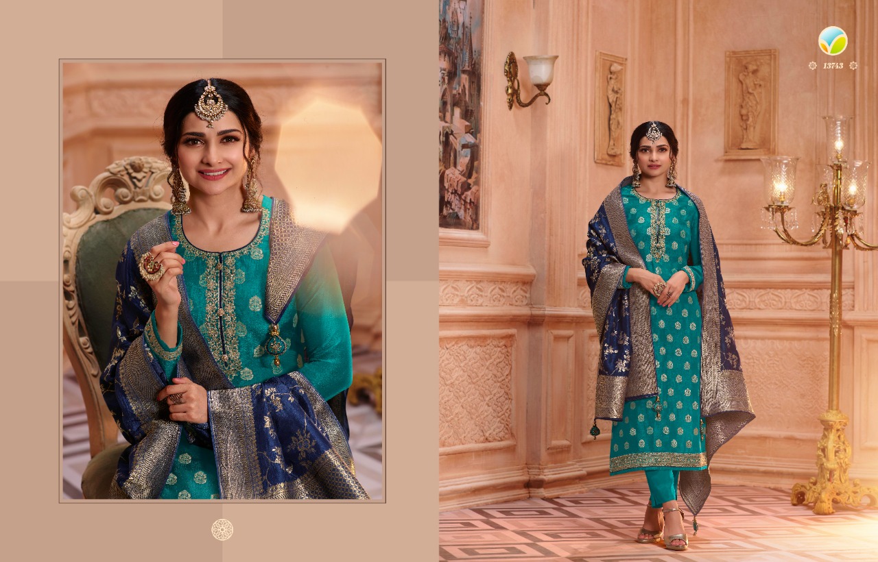 vinay fashion kaseesh zardosi hitlist dola jaquard decent embroidary look  salwar suit catalog