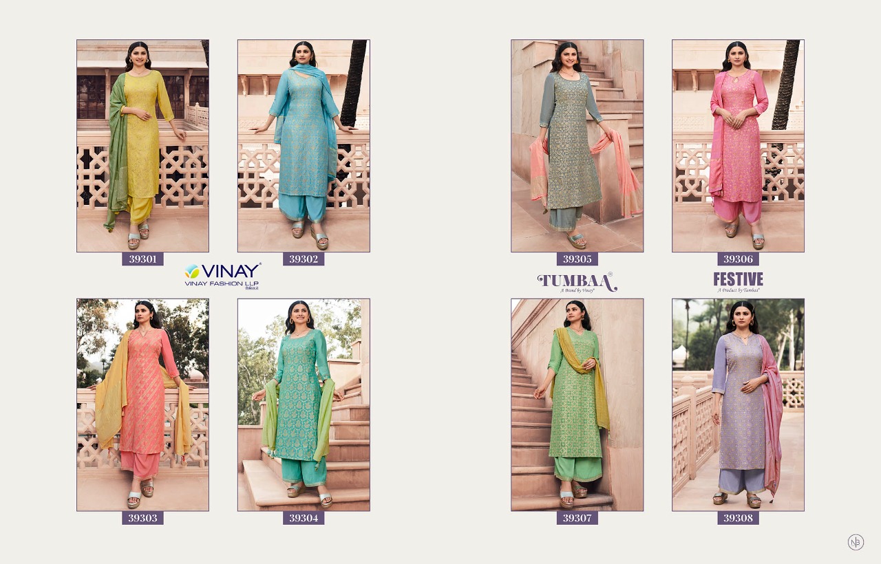 vinay fashion tumbaa festive viscose  decent look kurti with plazzo and dupatta catalog