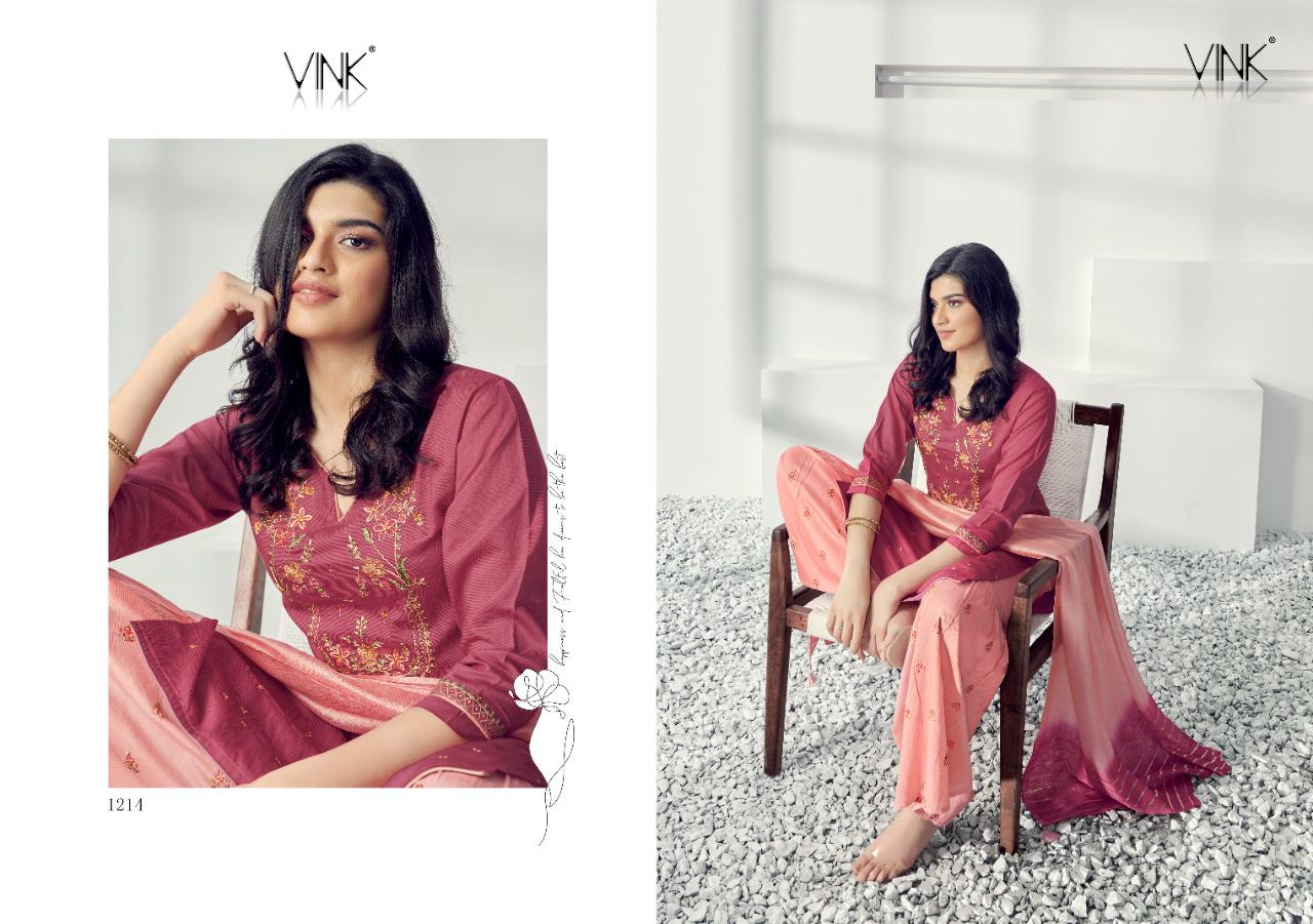 vink glam viscose decent embroidary look top with shaarara and dupaatta catalog