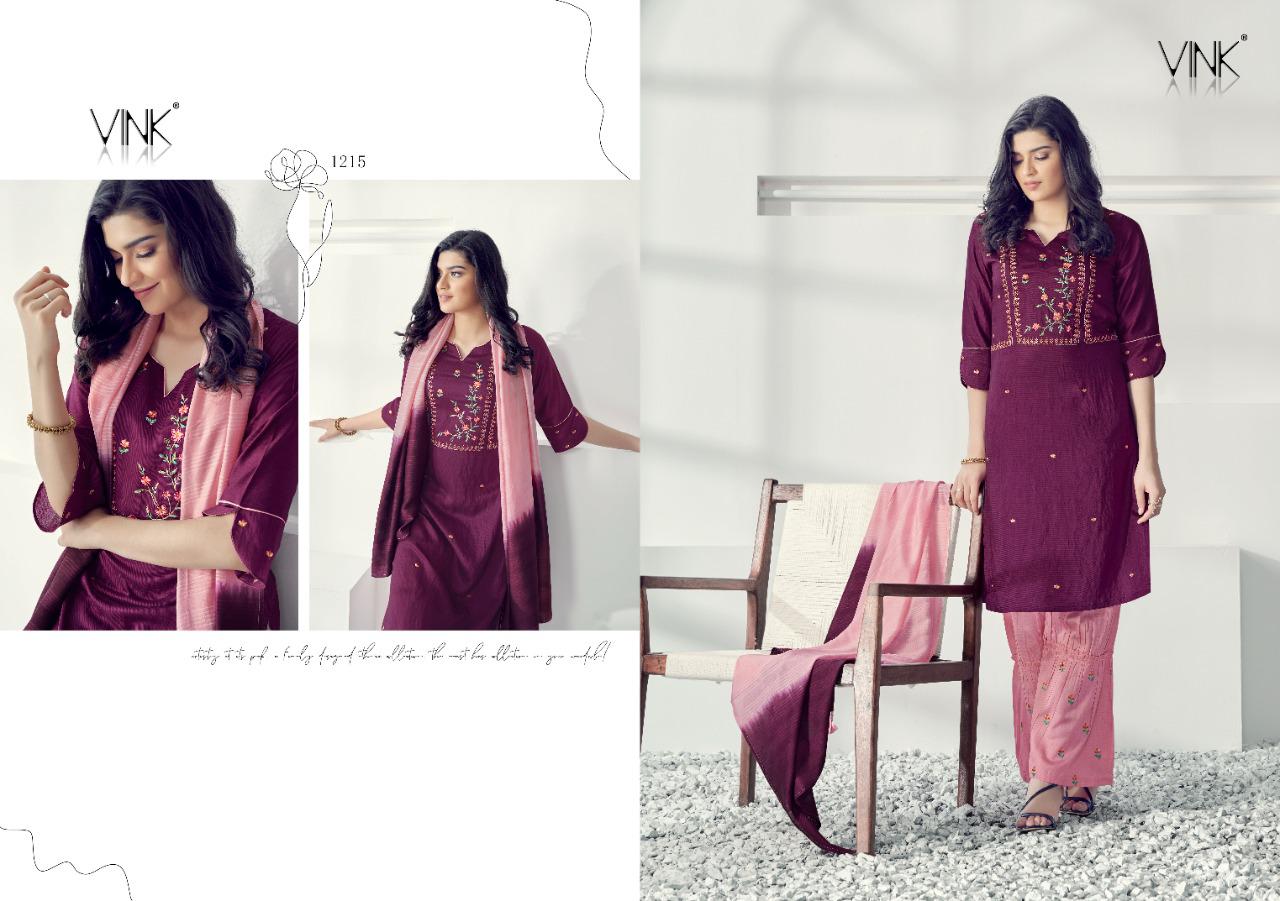 vink glam viscose decent embroidary look top with shaarara and dupaatta catalog