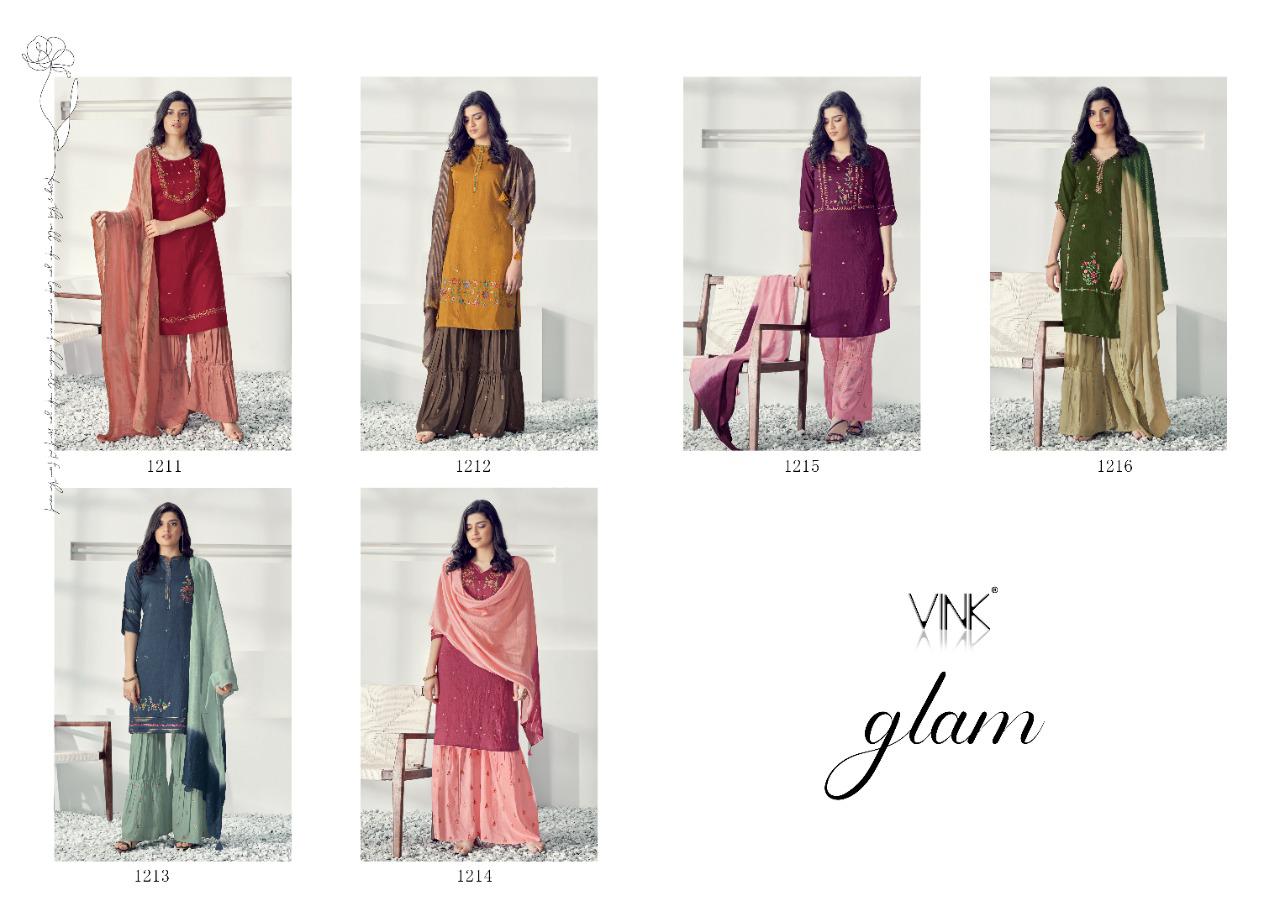 vink glam viscose decent embroidary look top with shaarara and dupaatta catalog