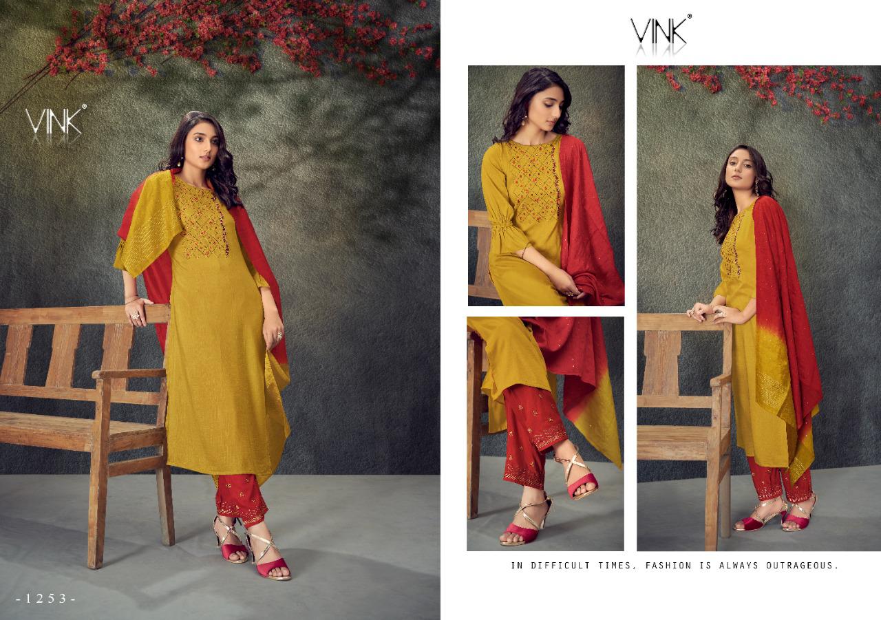 vink legacy viscose festive look top with palazzo and dupatta catalog