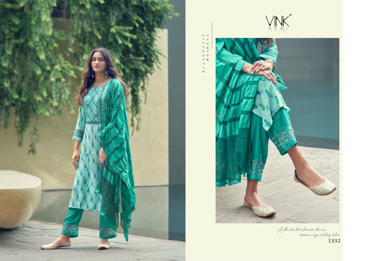 vink symphony muslin new and modern style kurti with bottom and dupatta catalog