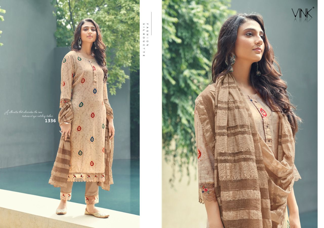 vink symphony muslin new and modern style kurti with bottom and dupatta catalog