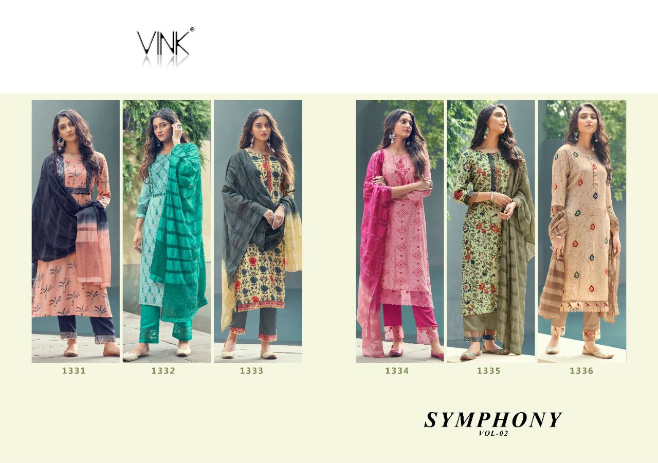 vink symphony muslin new and modern style kurti with bottom and dupatta catalog