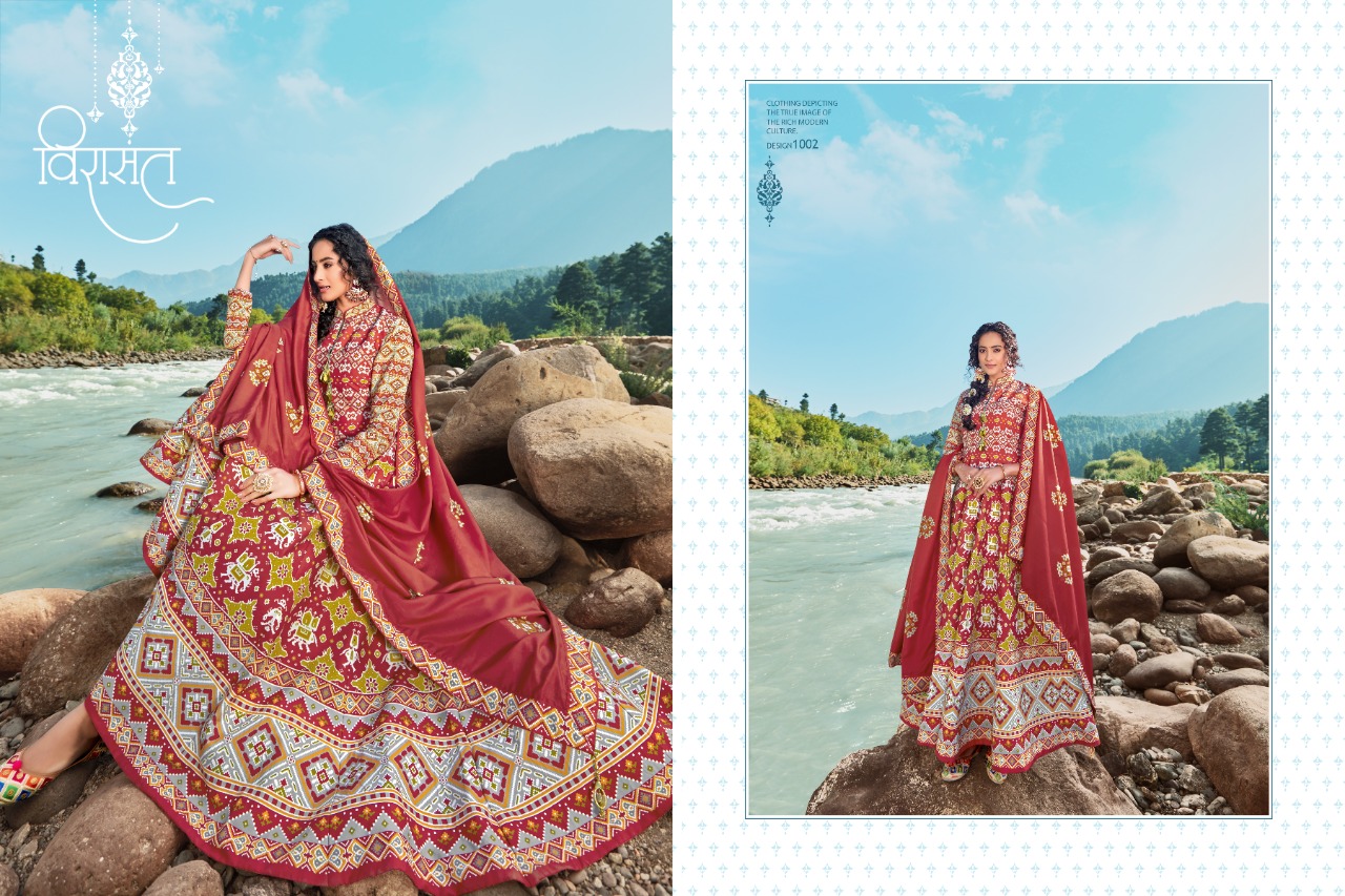 virasat heer 1001 to 1004 patola regal look lehngha choli catalog