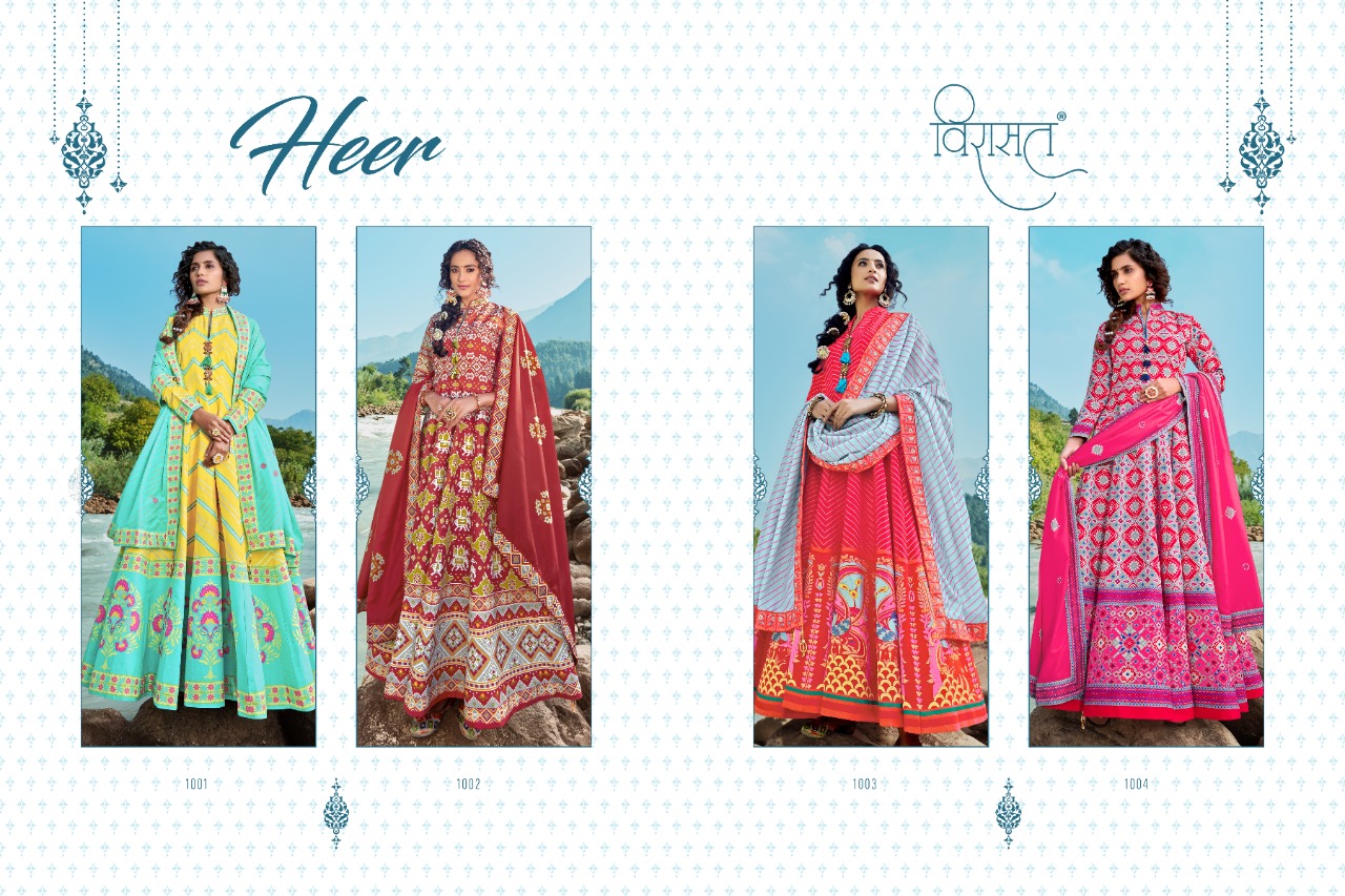 virasat heer 1001 to 1004 patola regal look lehngha choli catalog