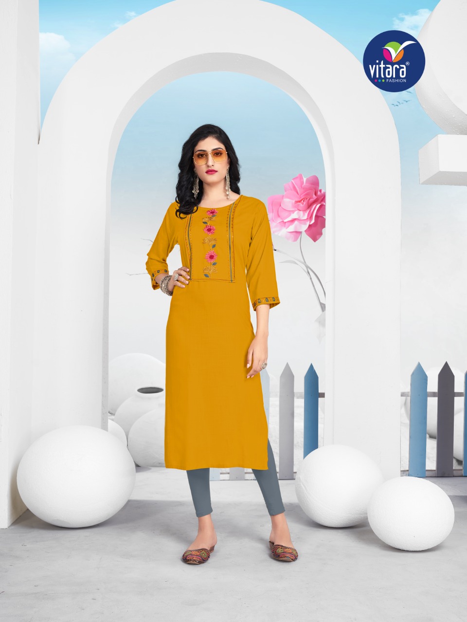 vitara fashion celesta rayon classic trendy look kurti catalog