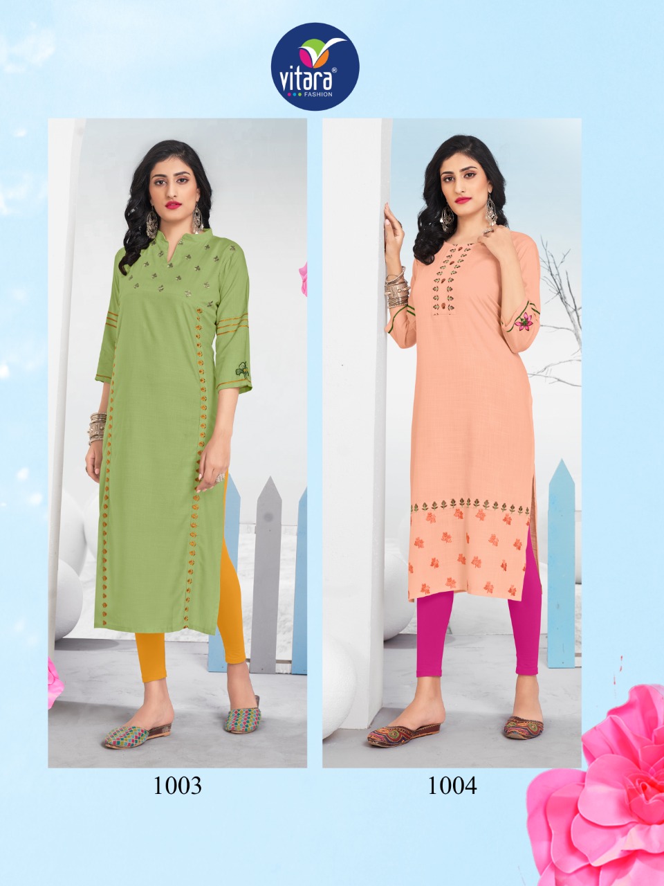 vitara fashion celesta rayon classic trendy look kurti catalog