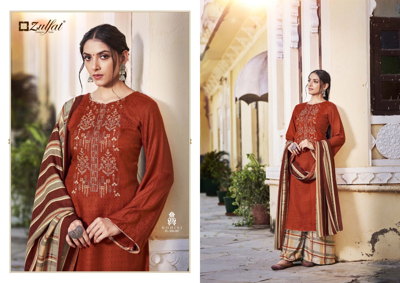 zulfat designer suit mohini pure pashmina exclusive print salwar suit catalog