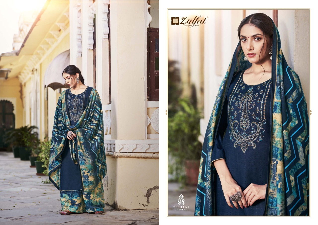 zulfat designer suit mohini pure pashmina exclusive print salwar suit catalog