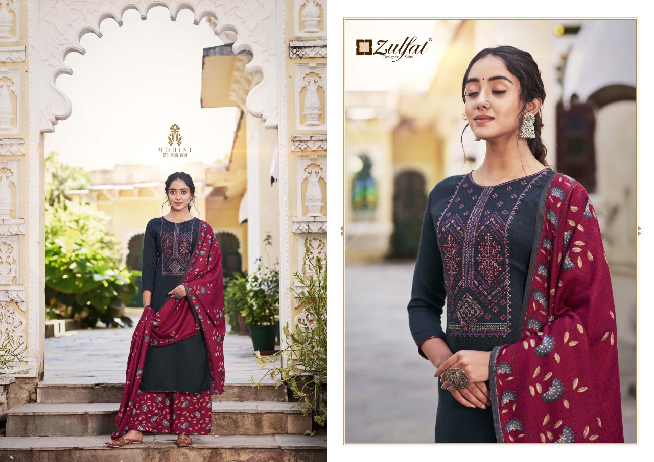 zulfat designer suit mohini pure pashmina exclusive print salwar suit catalog