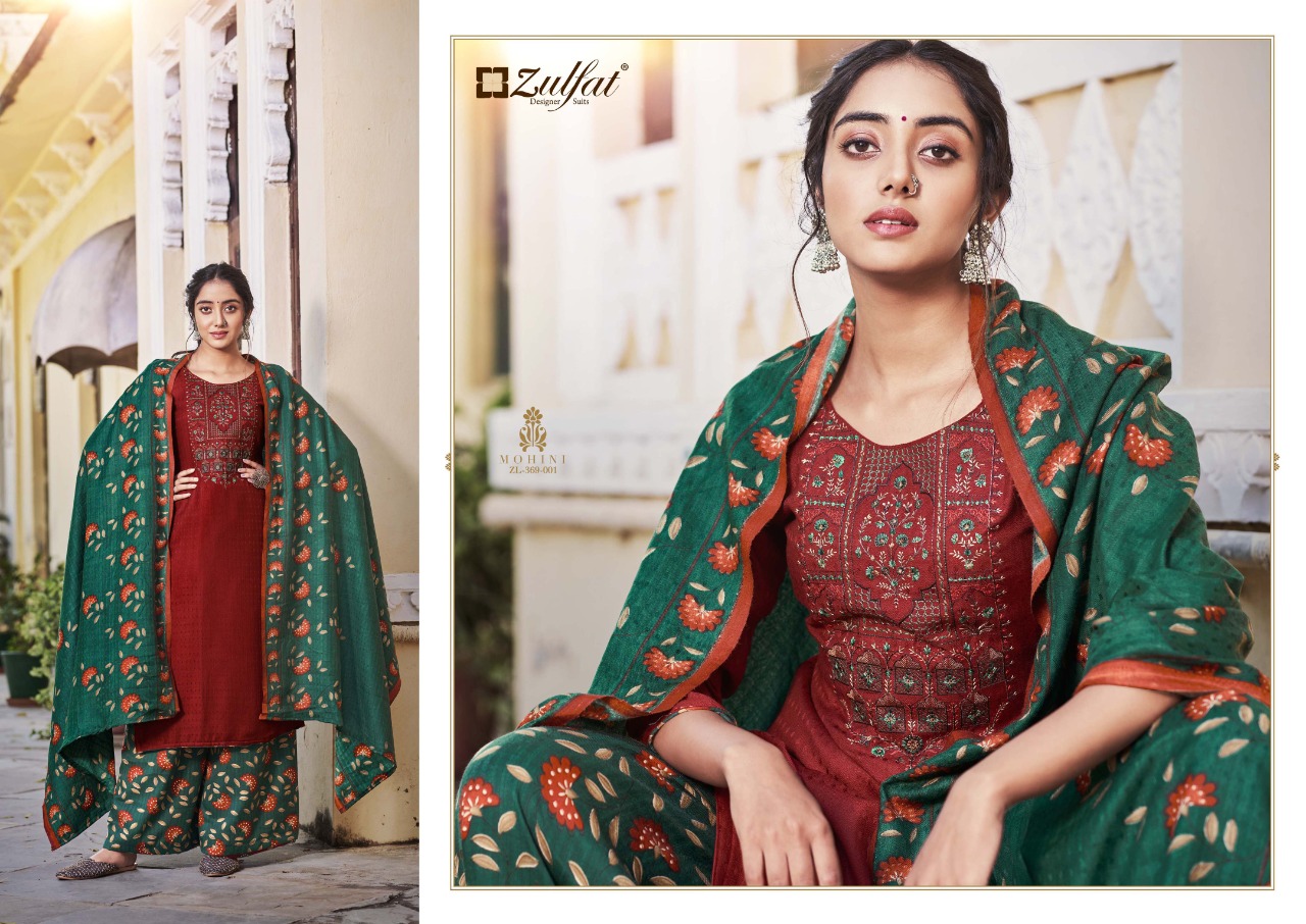 zulfat designer suit mohini pure pashmina exclusive print salwar suit catalog