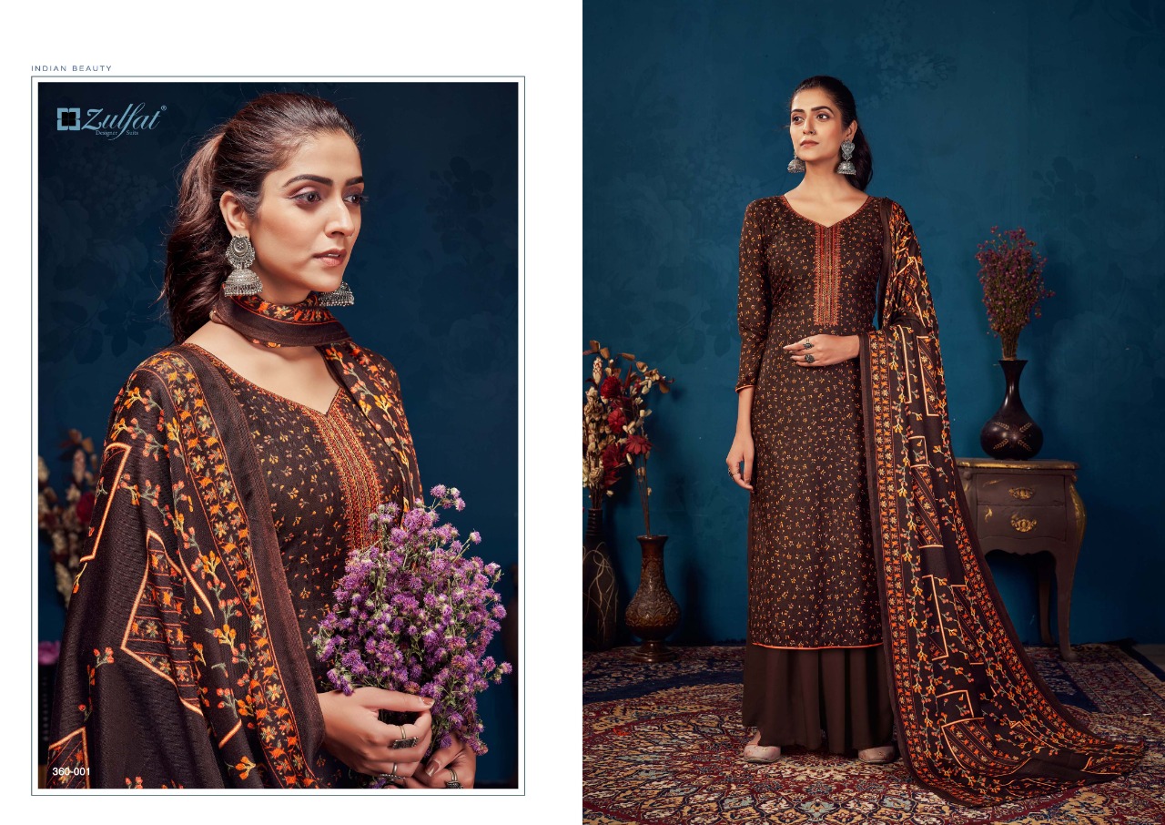 zulfat designer suit siyahi pure pashmina elegant look salwar suit catalog