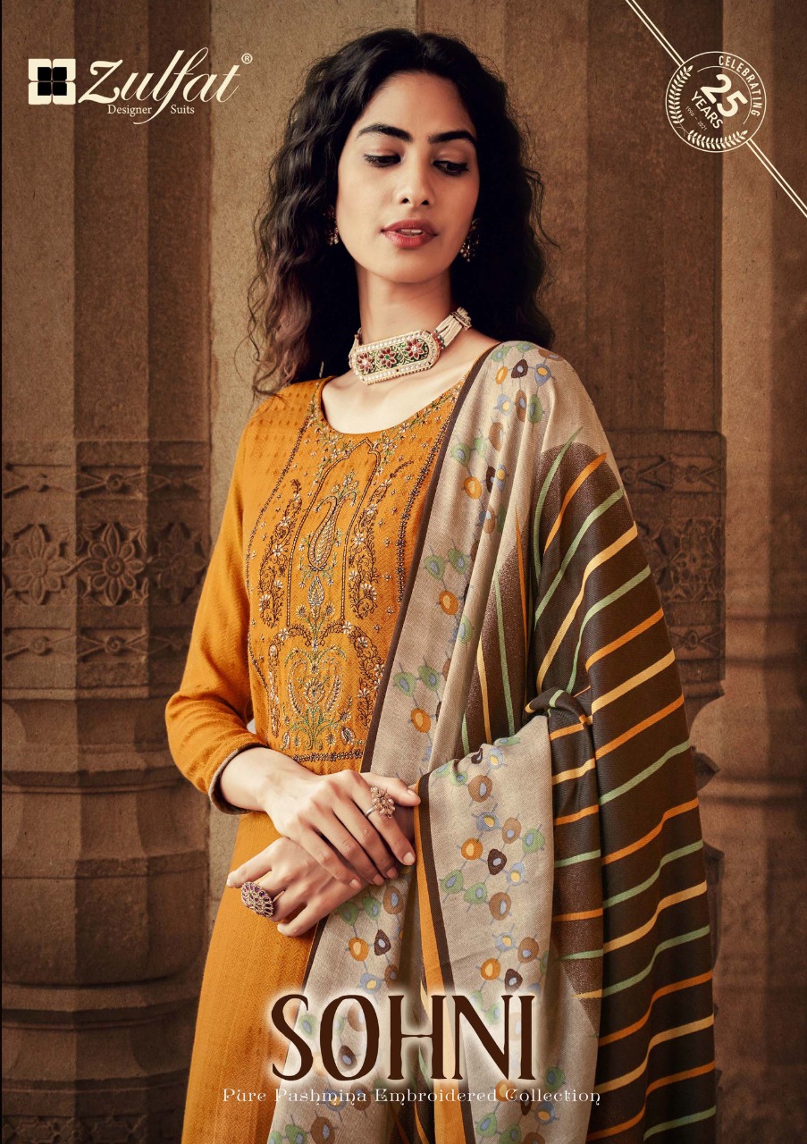 zulfat designer suit sohni pure pashmina elegant look salwar suit catalog