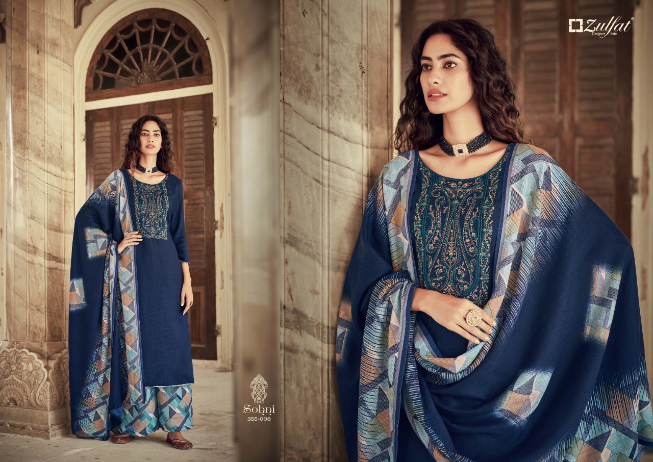 zulfat designer suit sohni pure pashmina elegant look salwar suit catalog