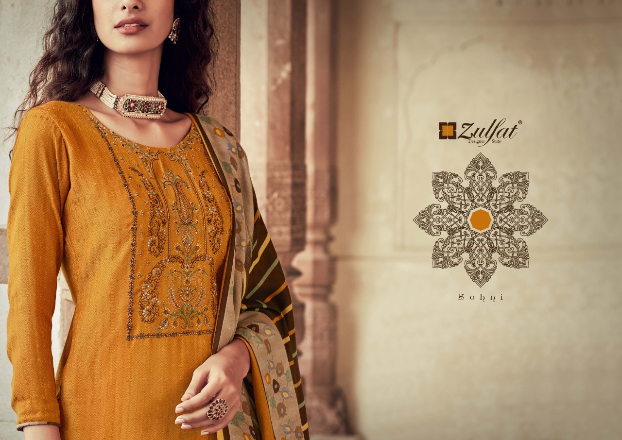 zulfat designer suit sohni pure pashmina elegant look salwar suit catalog