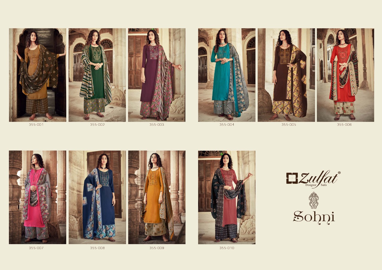 zulfat designer suit sohni pure pashmina elegant look salwar suit catalog