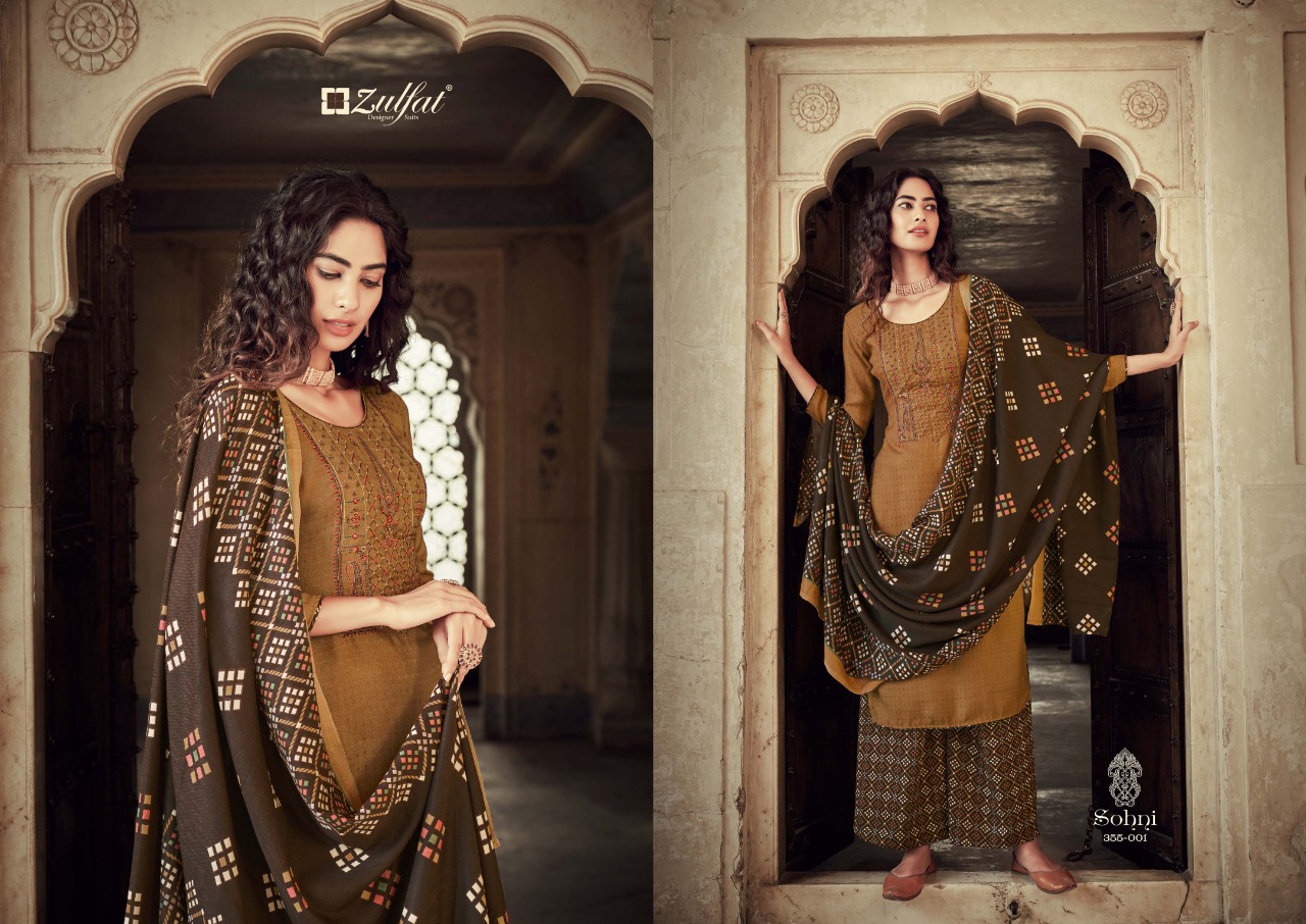 zulfat designer suit sohni pure pashmina elegant look salwar suit catalog