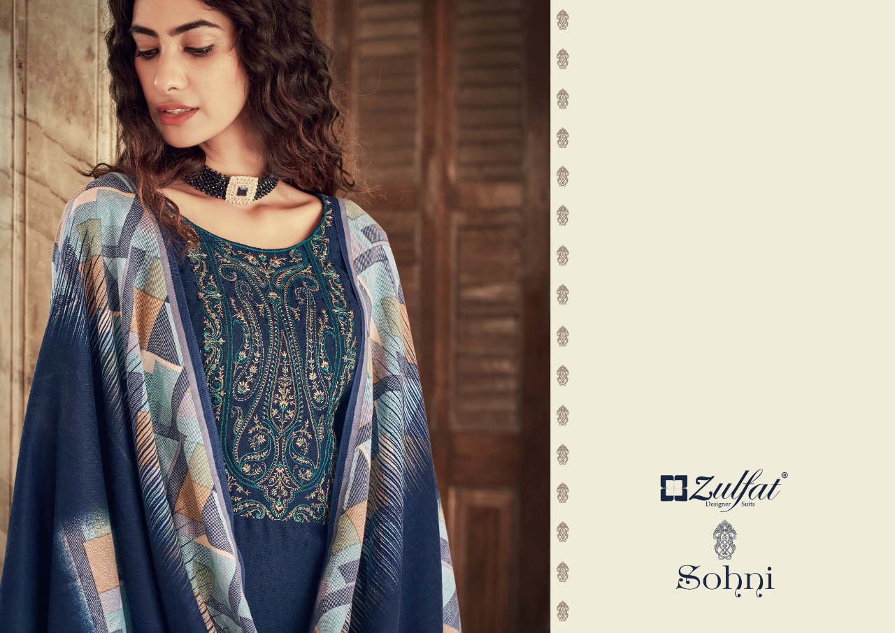 zulfat designer suit sohni pure pashmina elegant look salwar suit catalog