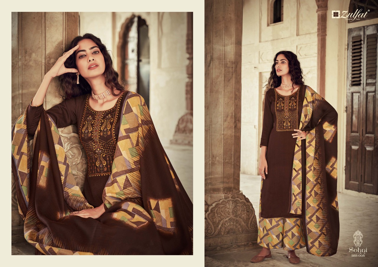 zulfat designer suit sohni pure pashmina elegant look salwar suit catalog