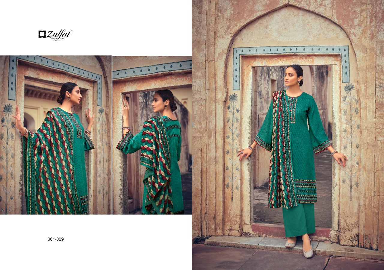 zulfat designer suit winter clustor pure pashmina elegant look salwar suit catalog