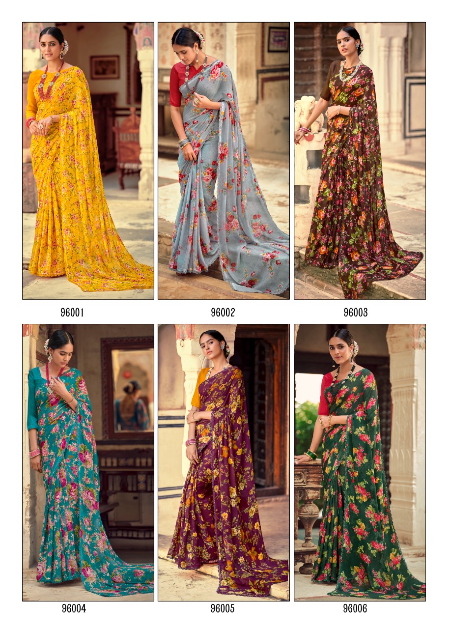 lt kashvi creation nirali vol 2 alfino beautiful flower print saree catalog