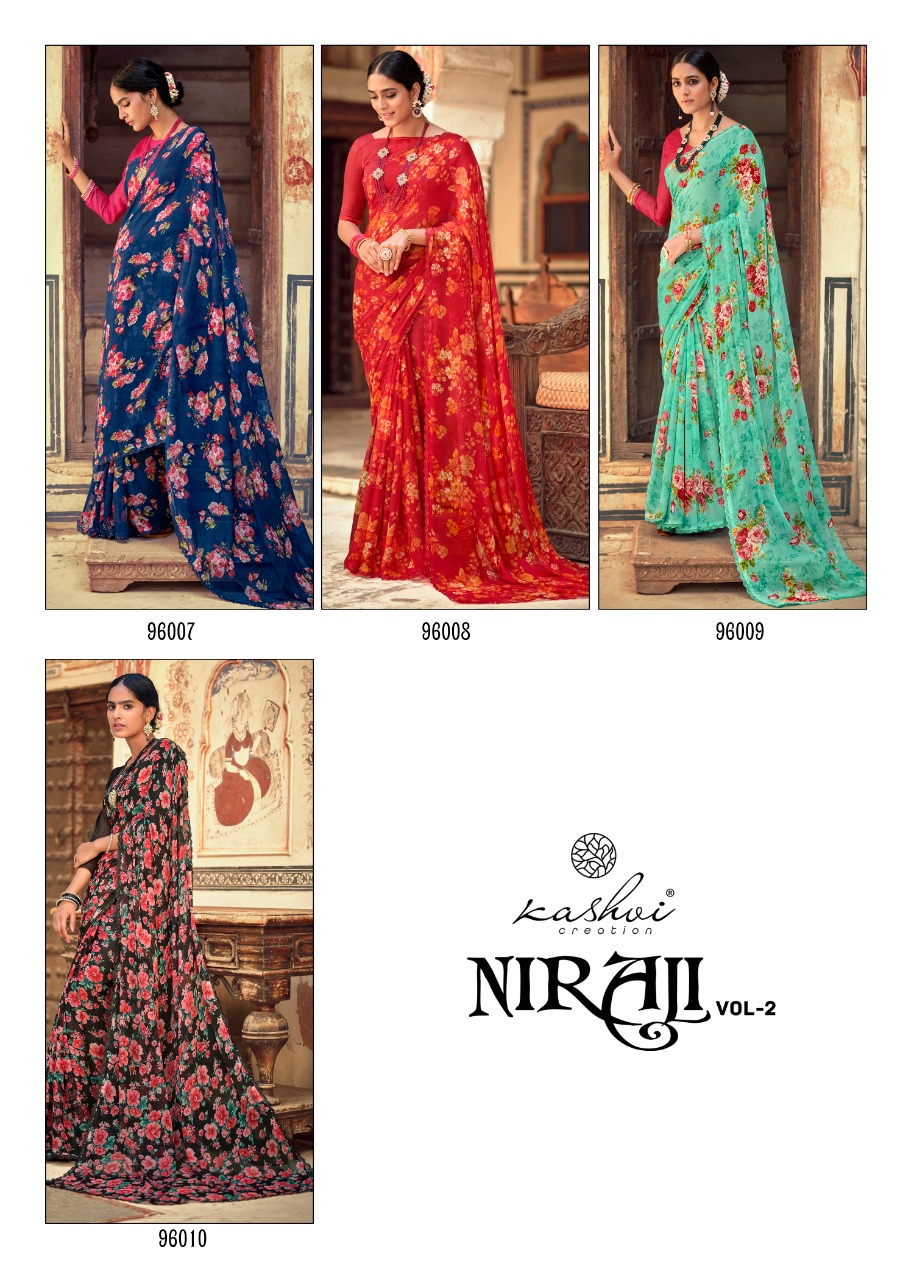 lt kashvi creation nirali vol 2 alfino beautiful flower print saree catalog