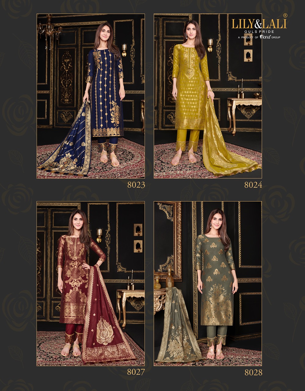 lily and lali silk kari  silk classic trendy look top bottom with dupatta catalog