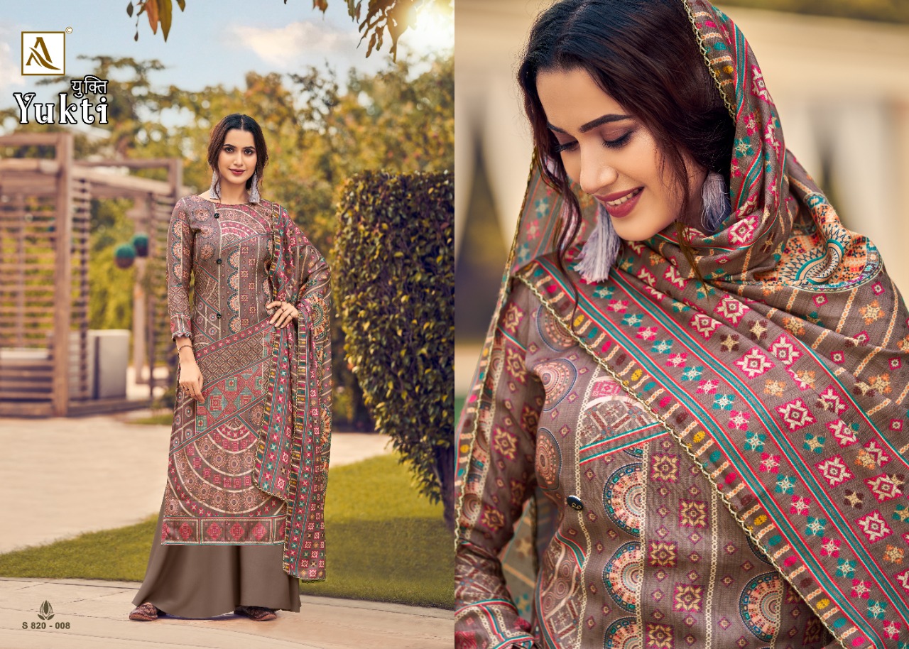 alok suit yukti pashmina decent look salwar suit catalog