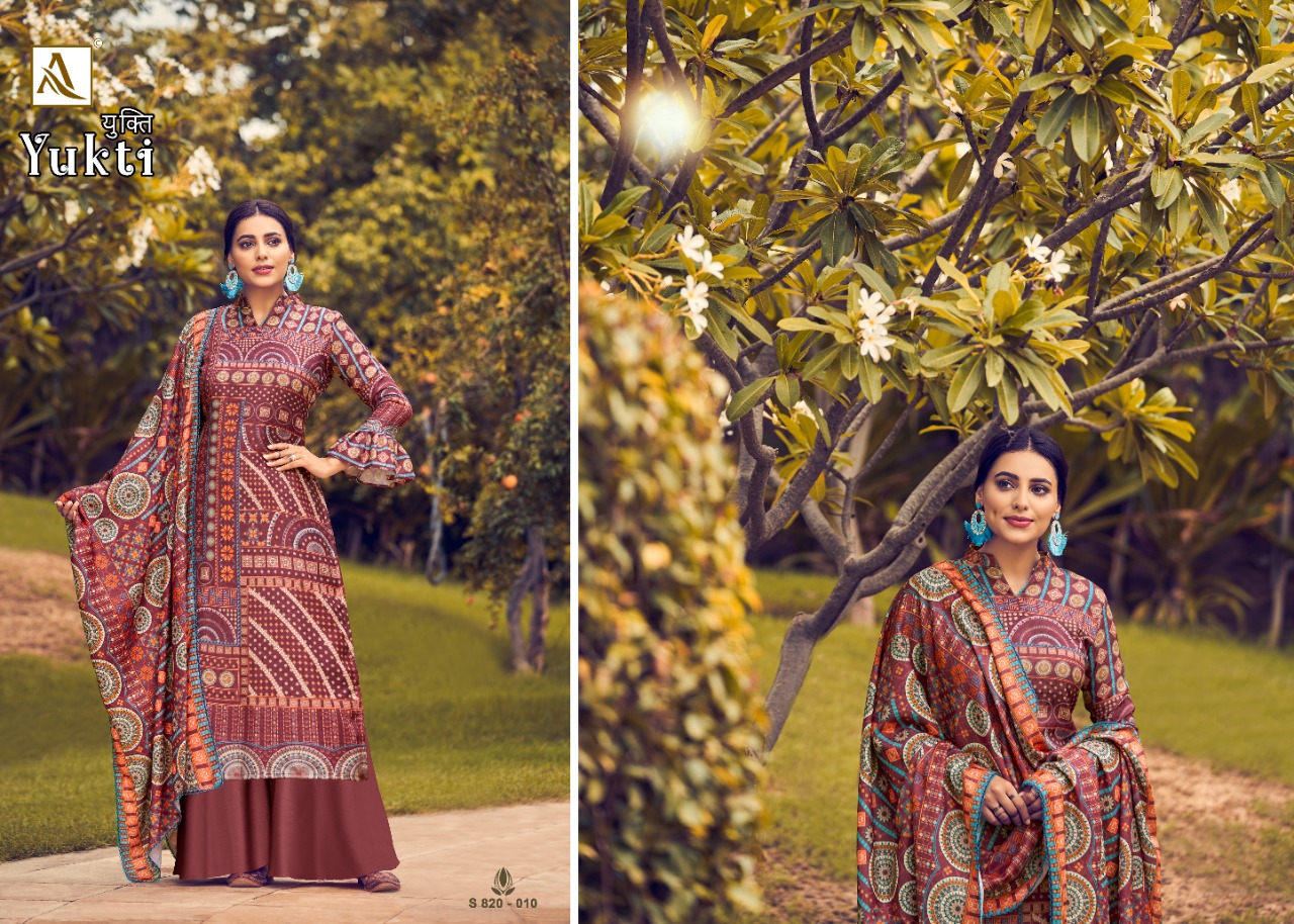 alok suit yukti pashmina decent look salwar suit catalog