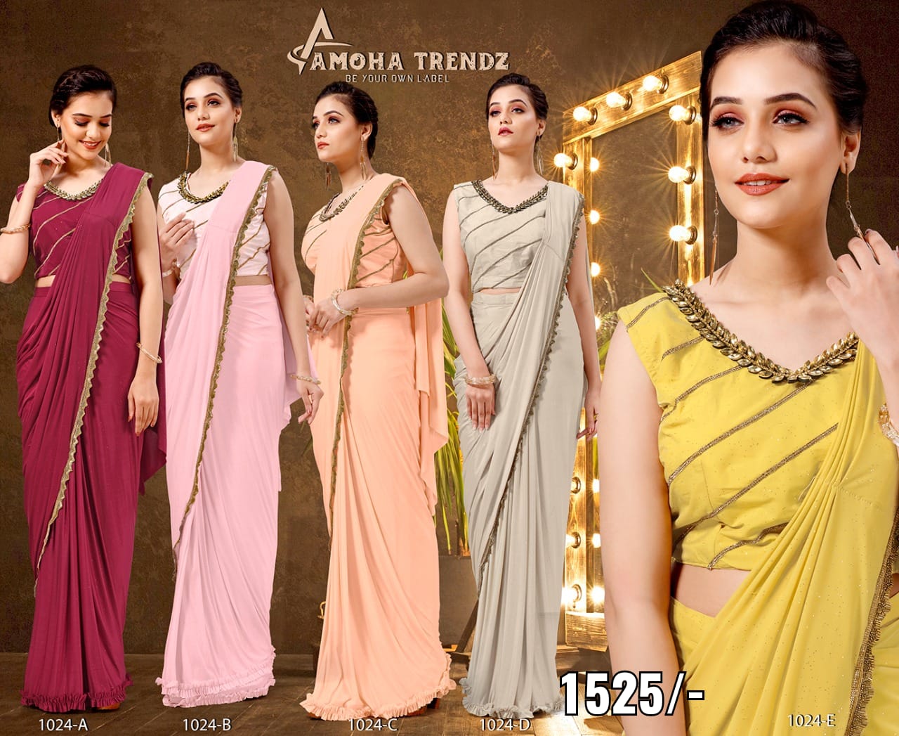 amoha trendz design no 1024 lycra astonishing saree catalog