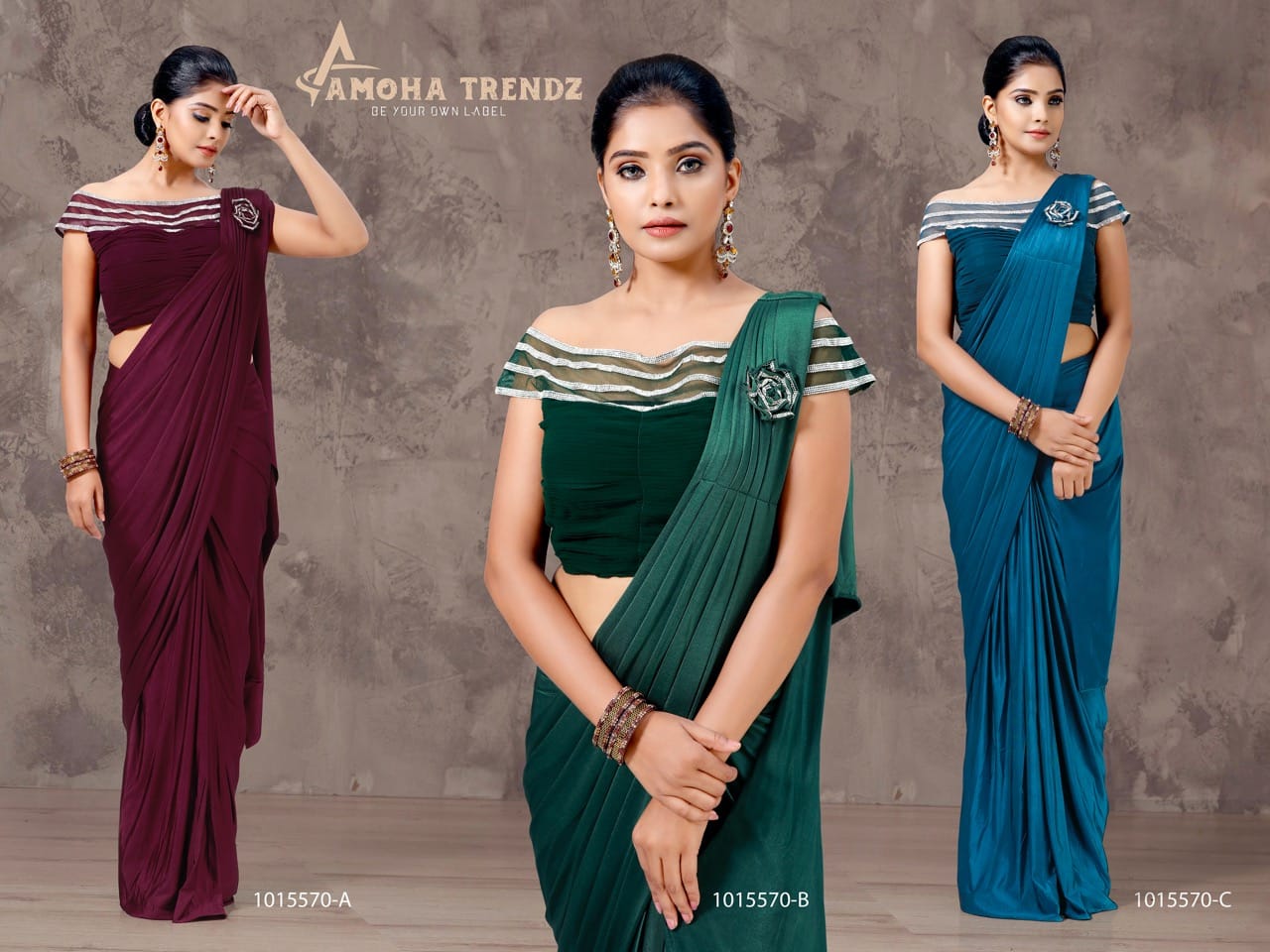 amoha trenza d no 1015570 lycra festive look  saree catalog