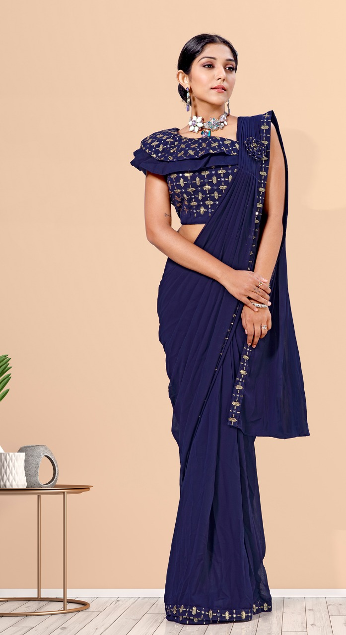 amoha trenza d no 1015580 georgette festive look  saree catalog