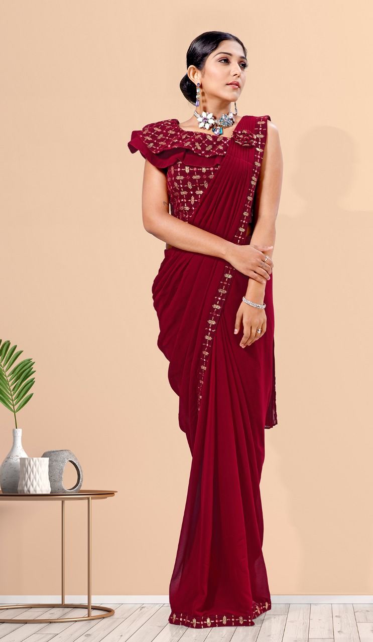 amoha trenza d no 1015580 georgette festive look  saree catalog