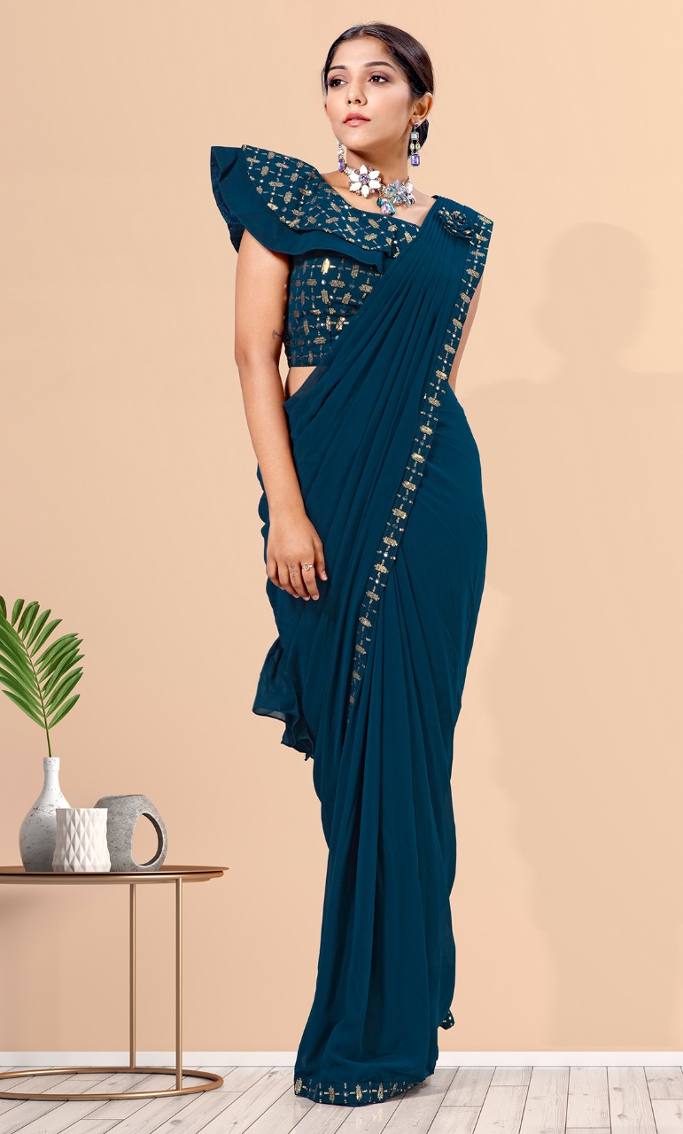 amoha trenza d no 1015580 georgette festive look  saree catalog