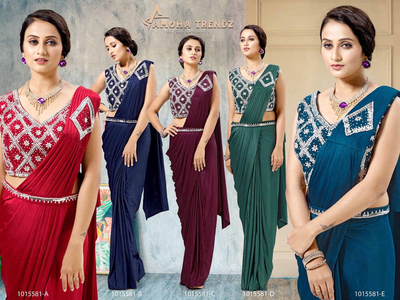 amoha trenza d no 1015581 lycra catchy look saree catalog