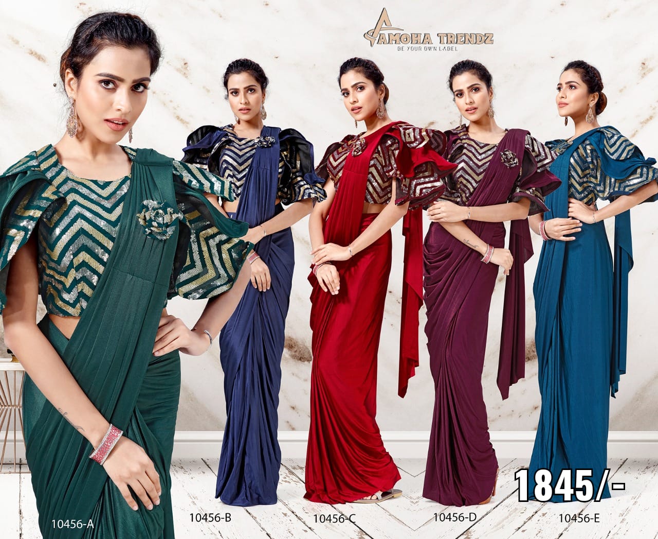 amoha trenza d no 10456 lycra regal look saree catalog