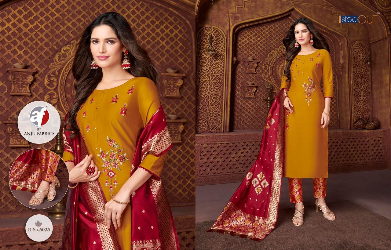 anju fabrics falak vol 1 silk classic trendy look top bottom with dupatta catalog