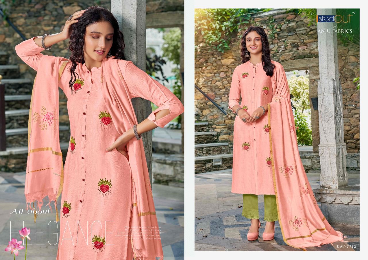 anju fabrics fashion point vol 1 silk innovative look kurti bottom with dupatta catalog