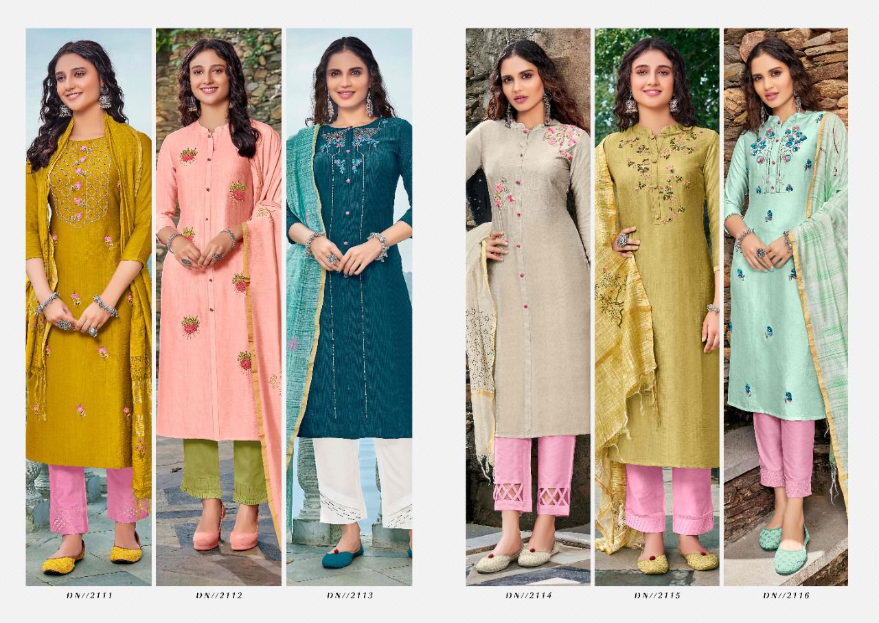 anju fabrics fashion point vol 1 silk innovative look kurti bottom with dupatta catalog