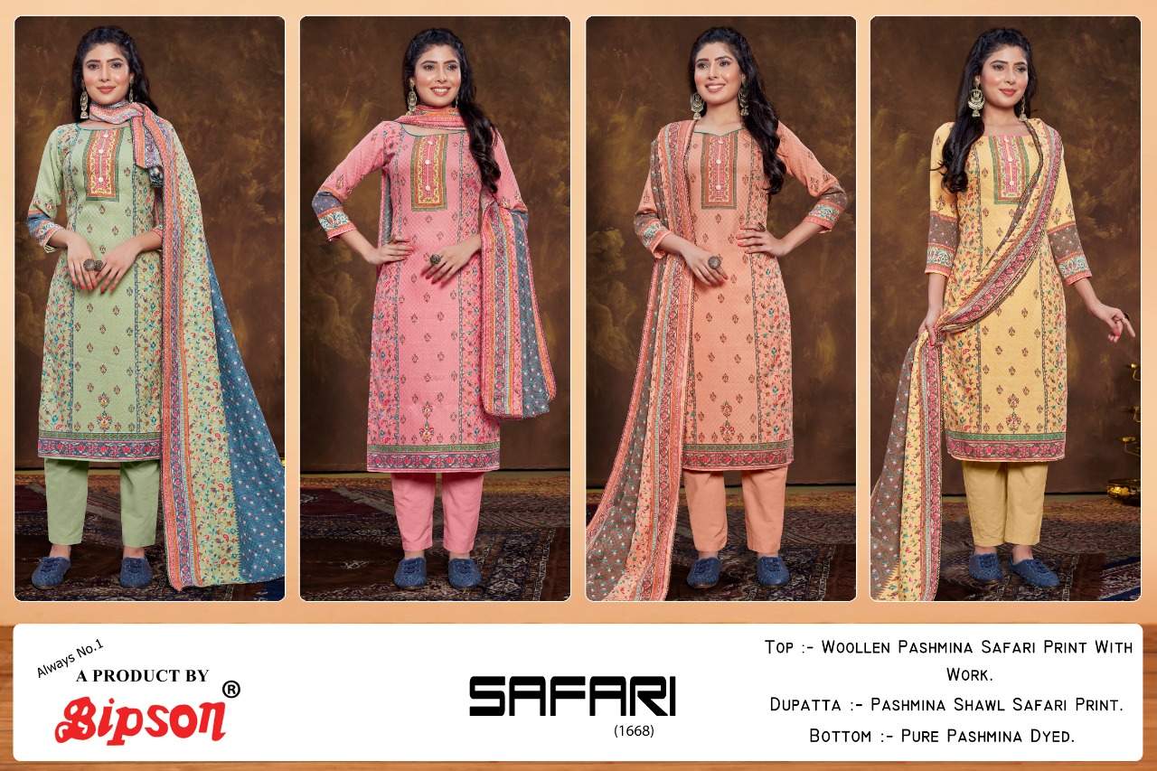 bipson safari 1668 pashmina gorgeous look salwar suit catalog