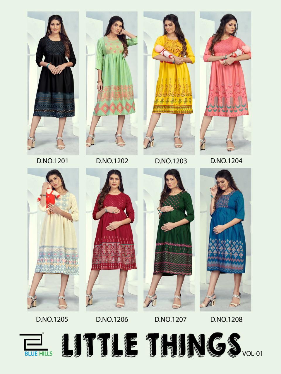 blue hills little things vol 1 rayon decent look kurti catalog