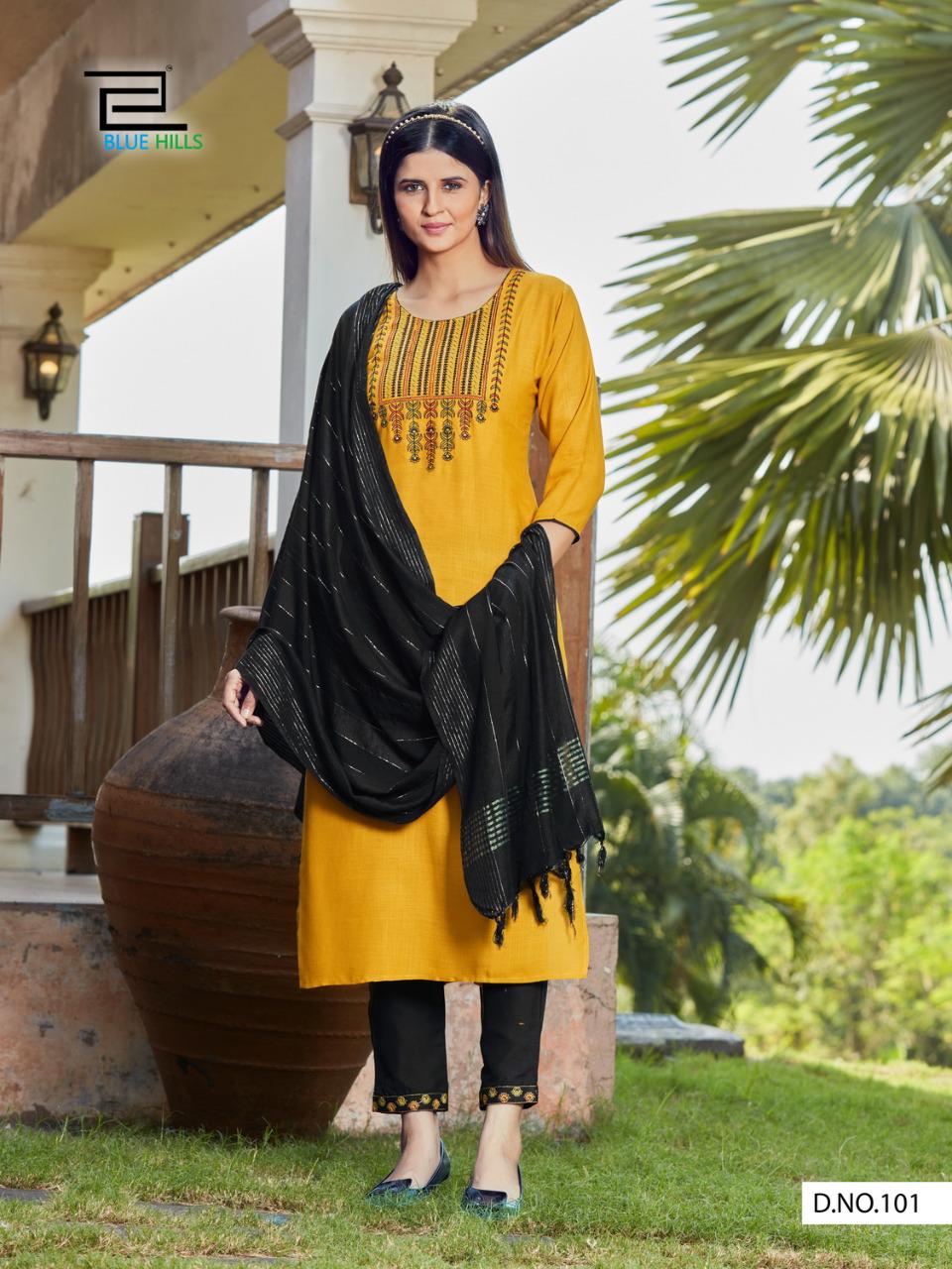 blue hills shiddat vol 1 rayon classic trendy look top bottom with dupatta catalog