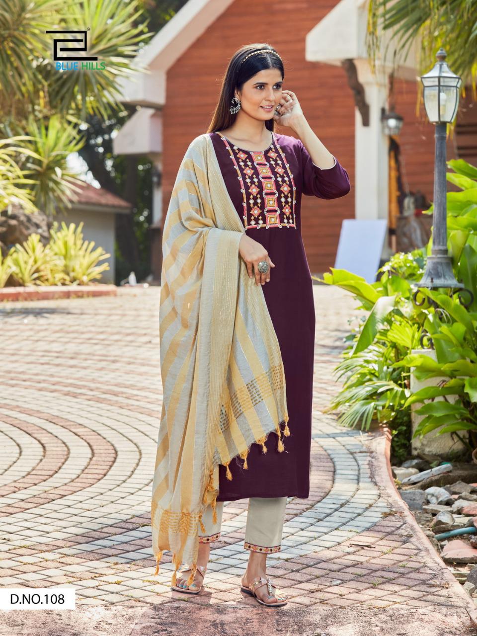 blue hills shiddat vol 1 rayon classic trendy look top bottom with dupatta catalog