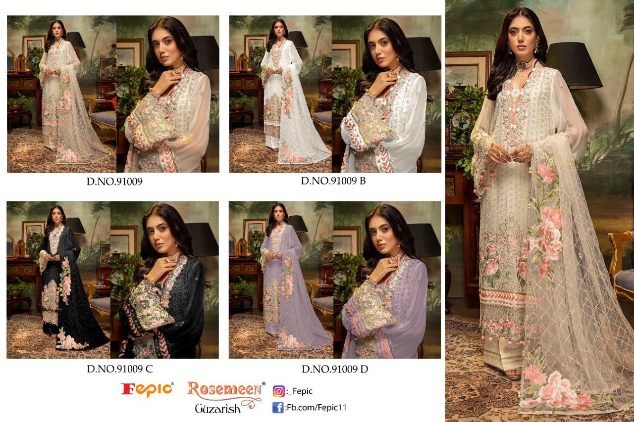 fepic rosemeen guzarish 91009 georgette attractive salwar suit catalog