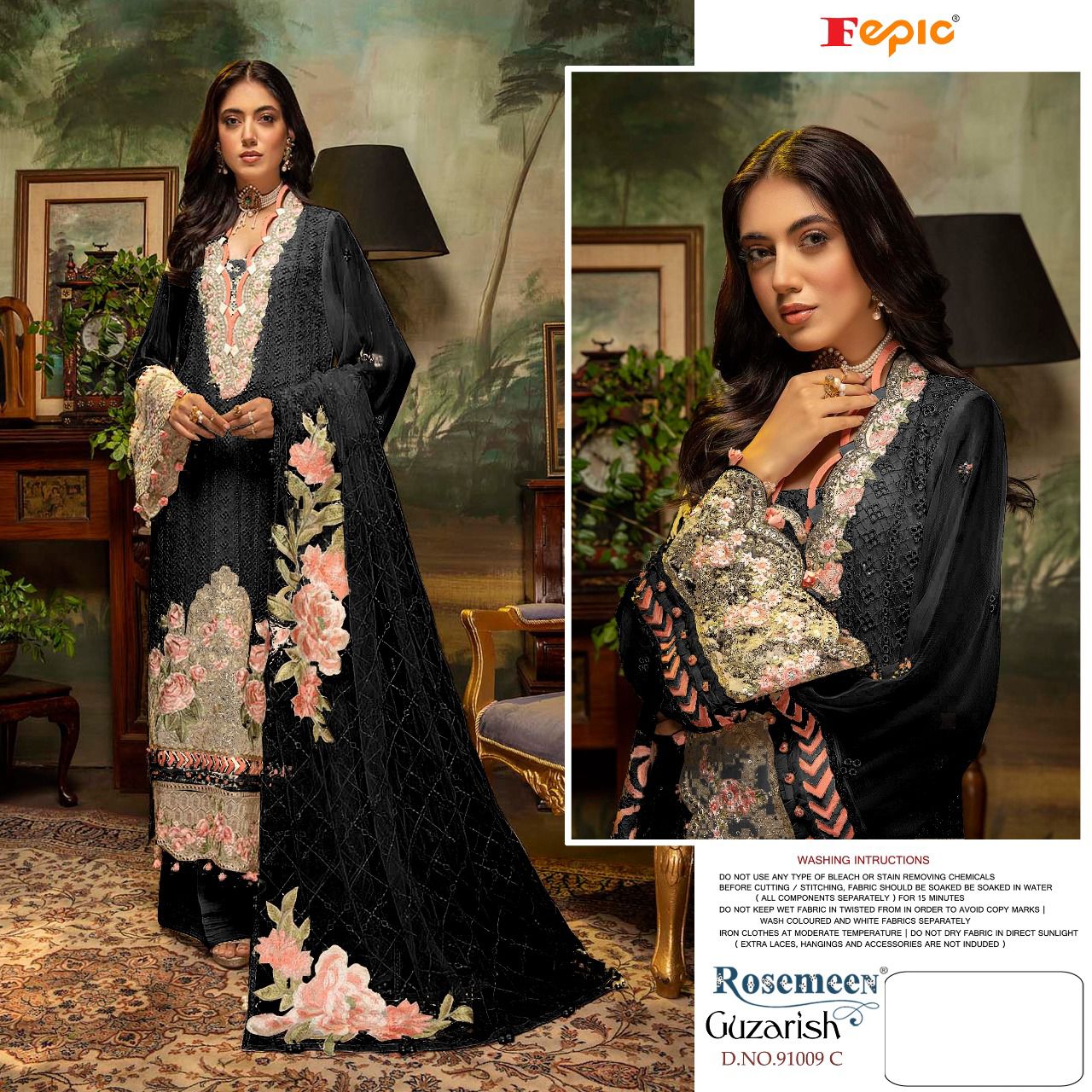 fepic rosemeen guzarish 91009 georgette attractive salwar suit catalog