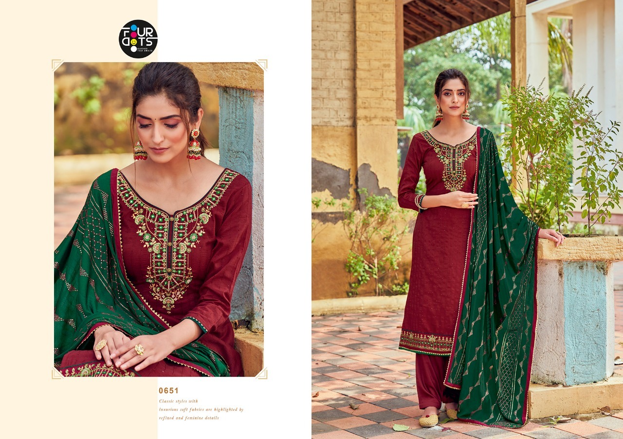 fourdots meera silk graceful look salwar suit catalog